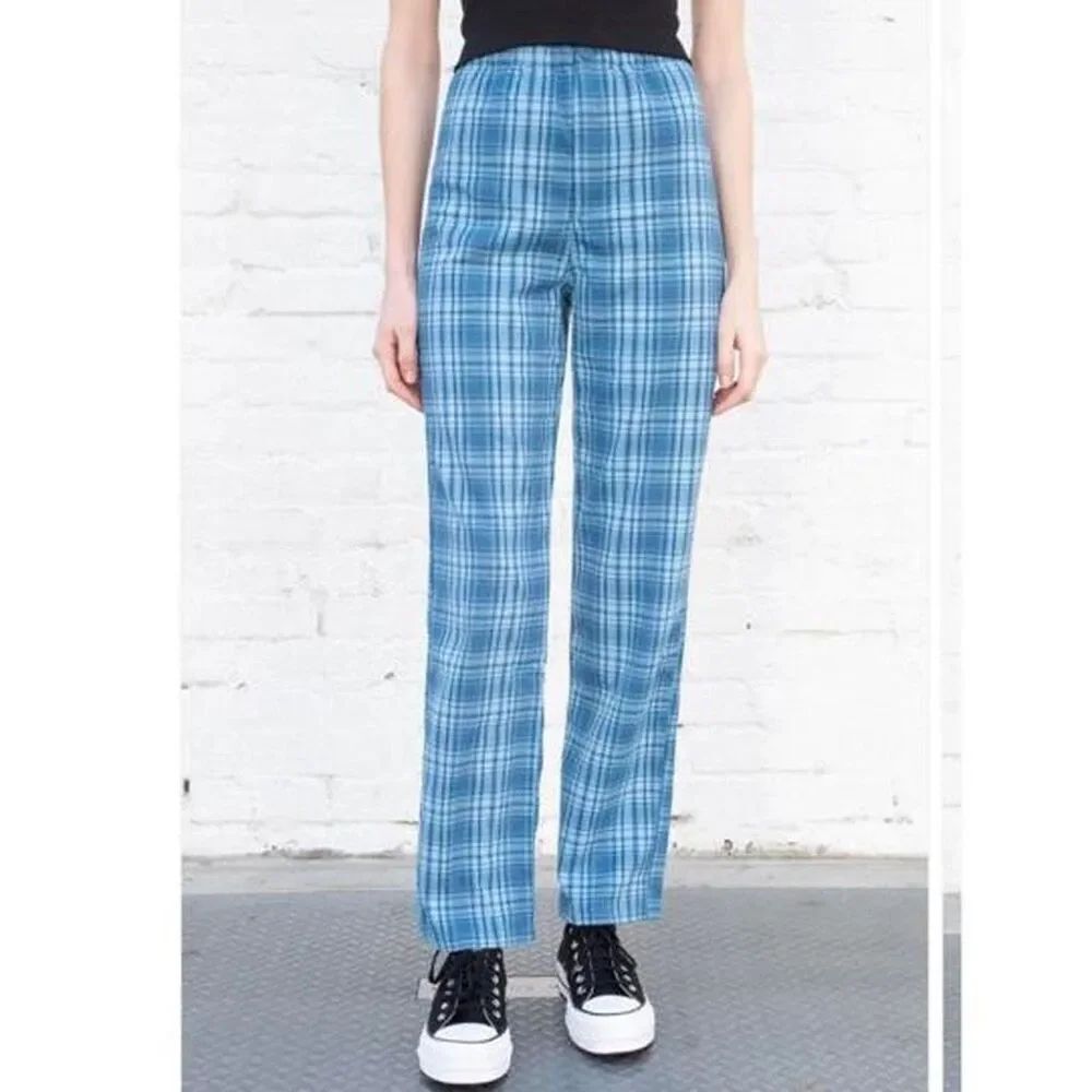 ✨Brandy Melville Tiden Plaid Blue One Size Pants✨